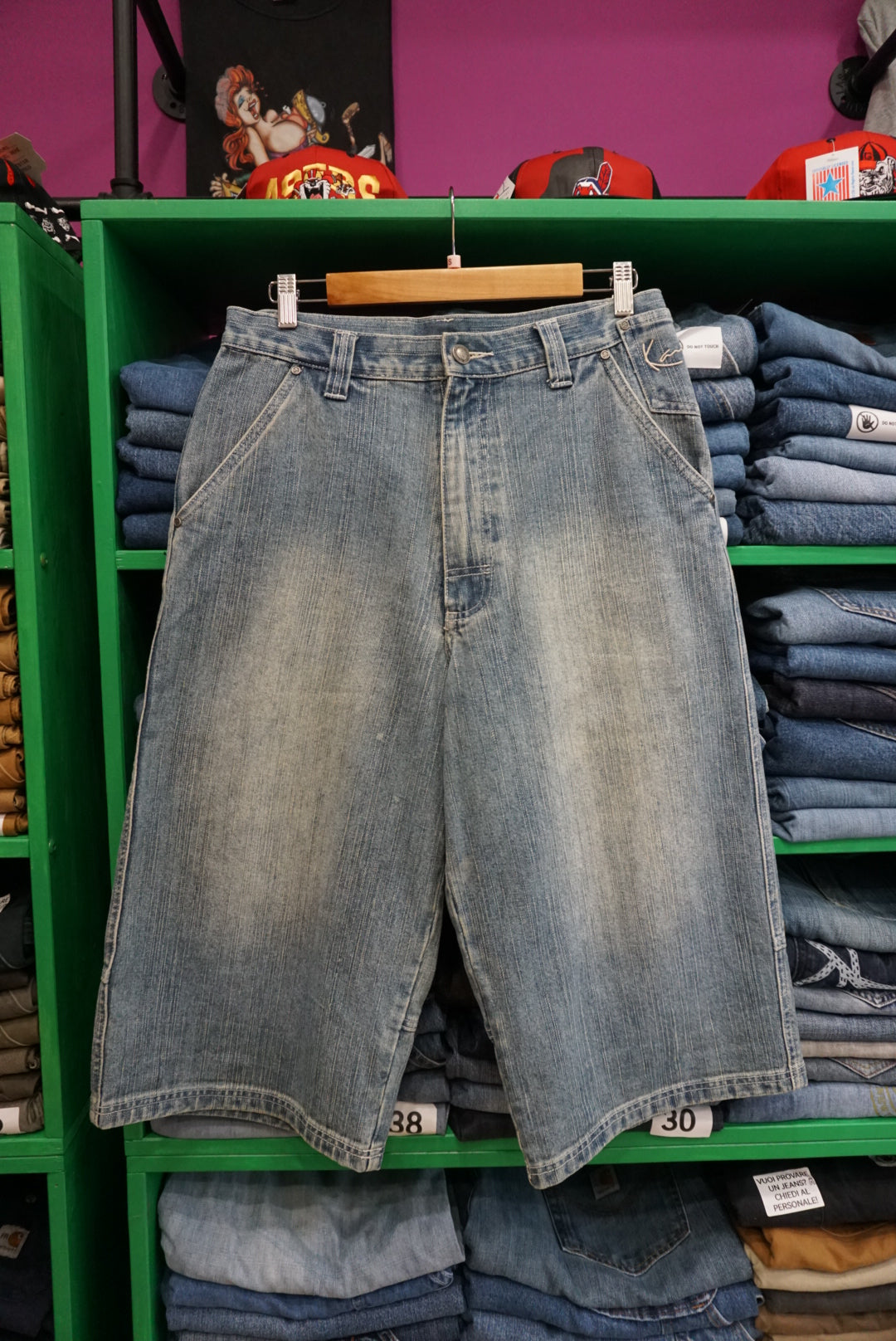 PANTALONCINO JORTS IN DENIM KARL KANI VINTAGE TAGLIA 30
